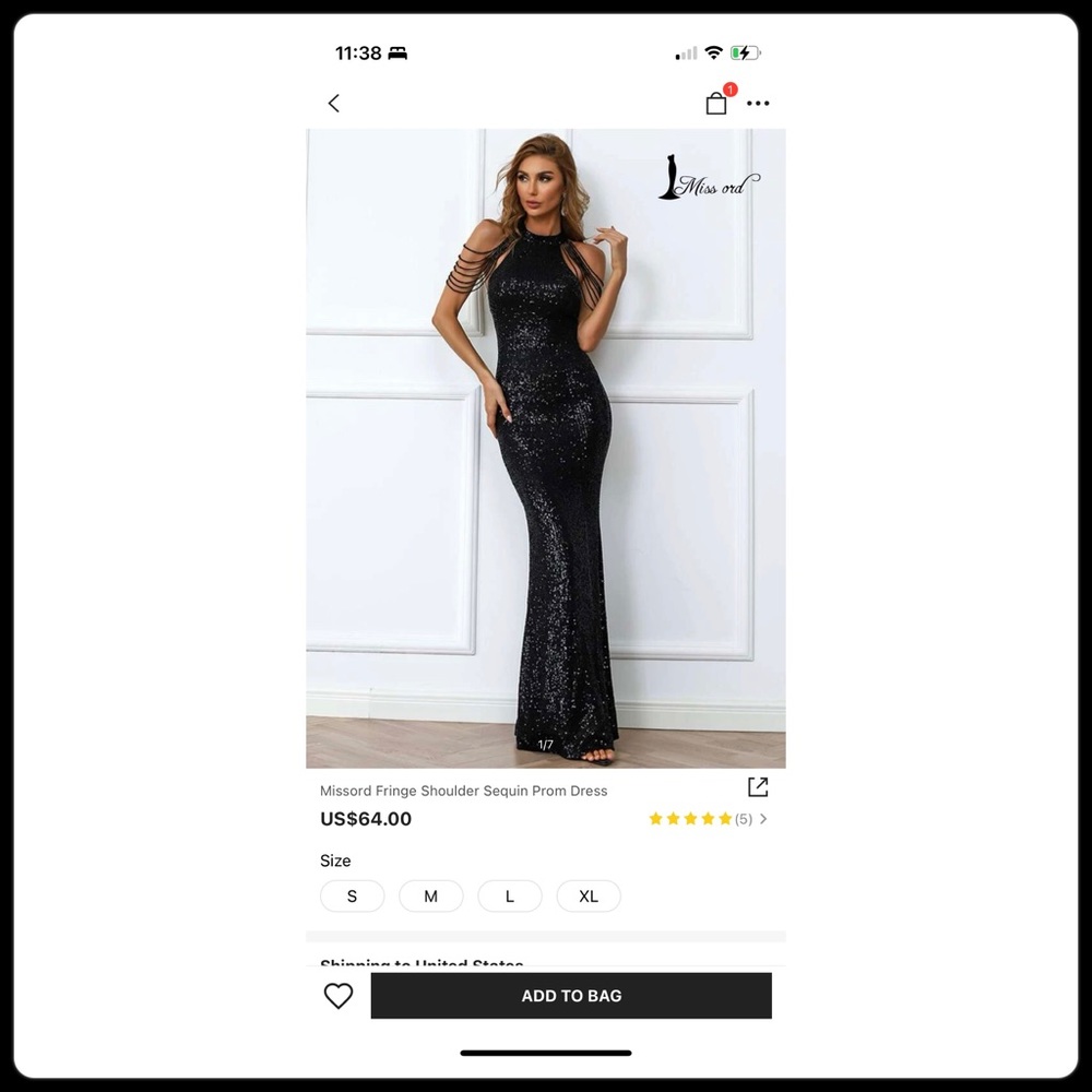 Long sequins dress.